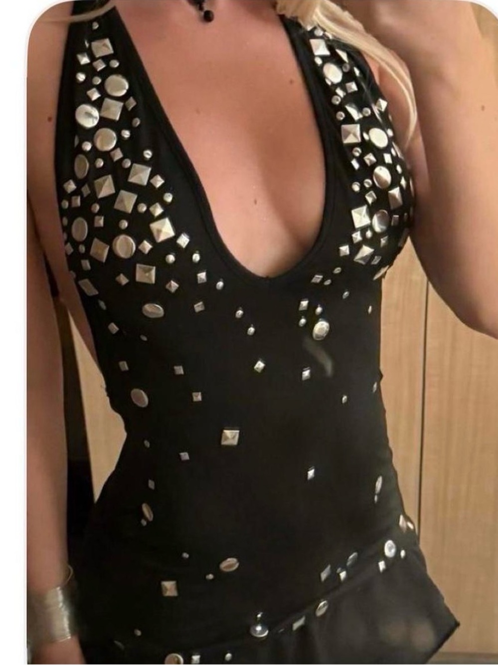 Jaded London Black Studded Halter Mini Dress